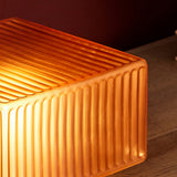MADE Ribbed Table Lamp with Amber Glass and Brushed Silver Detailing