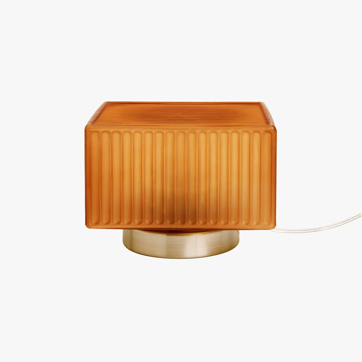 MADE Ribbed Table Lamp with Amber Glass and Brushed Silver Detailing