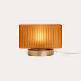 MADE Ribbed Table Lamp with Amber Glass and Brushed Silver Detailing