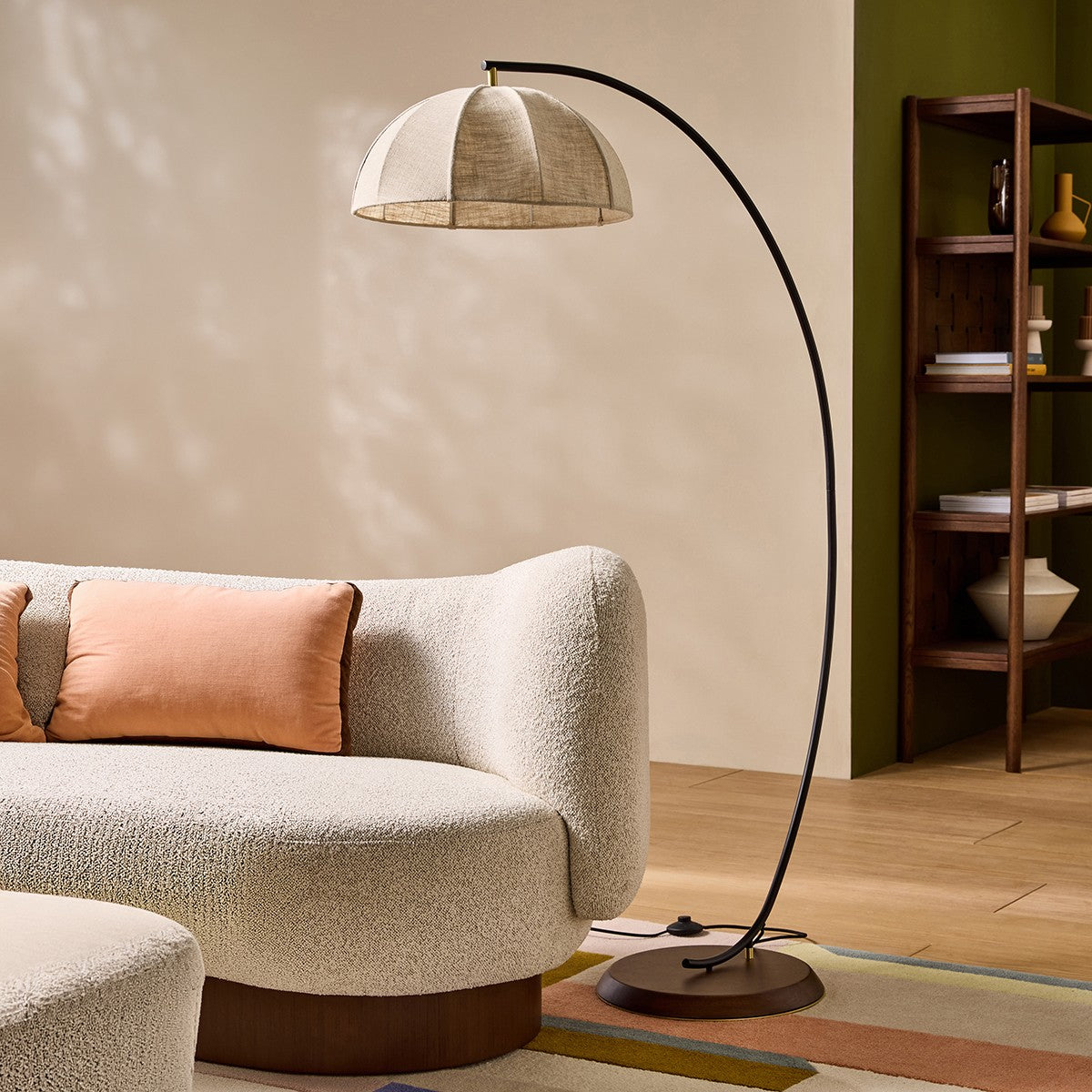 MADE Benny Arch Floor Lamp with Big Linen Lampshade