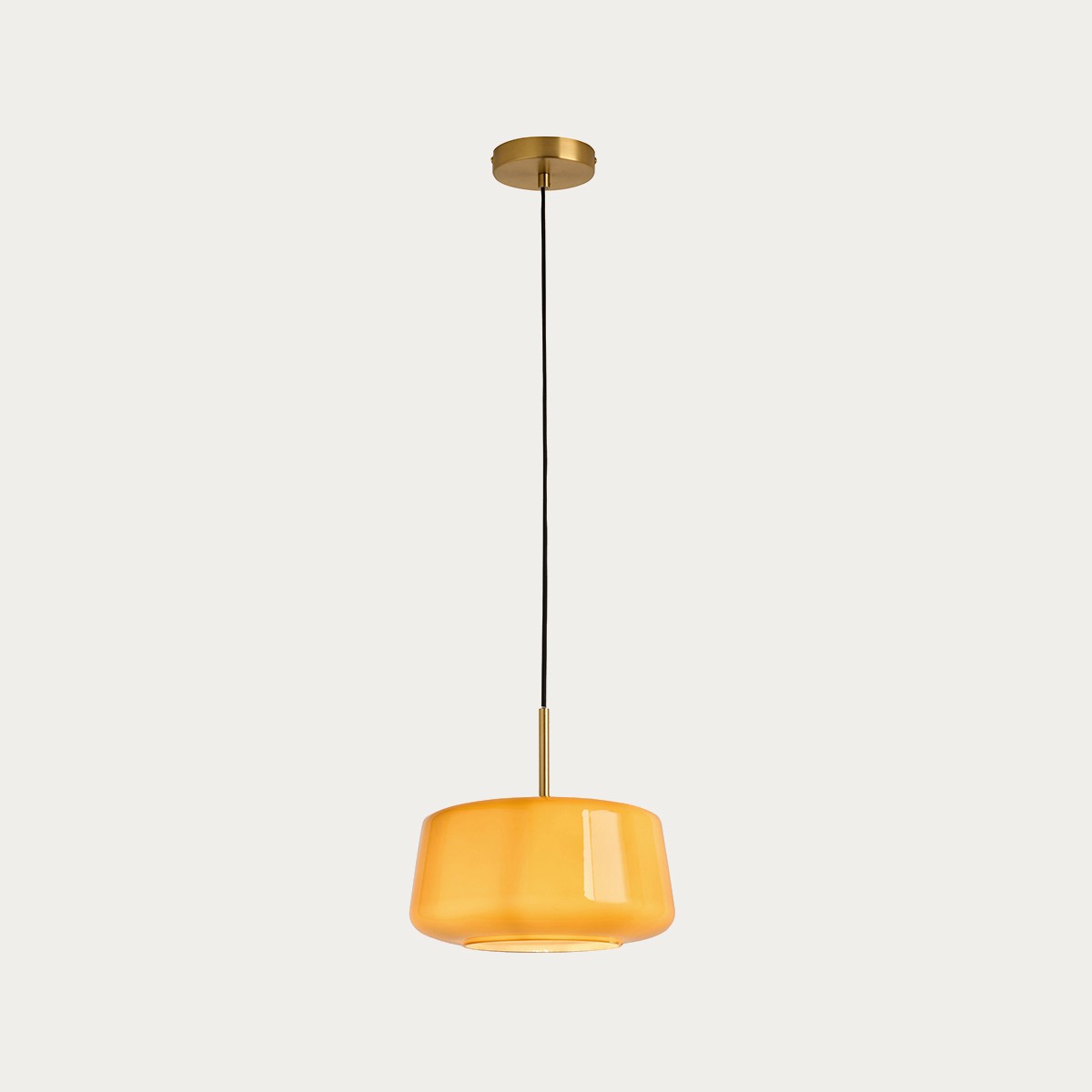 Brushed Brass & Amber Glass