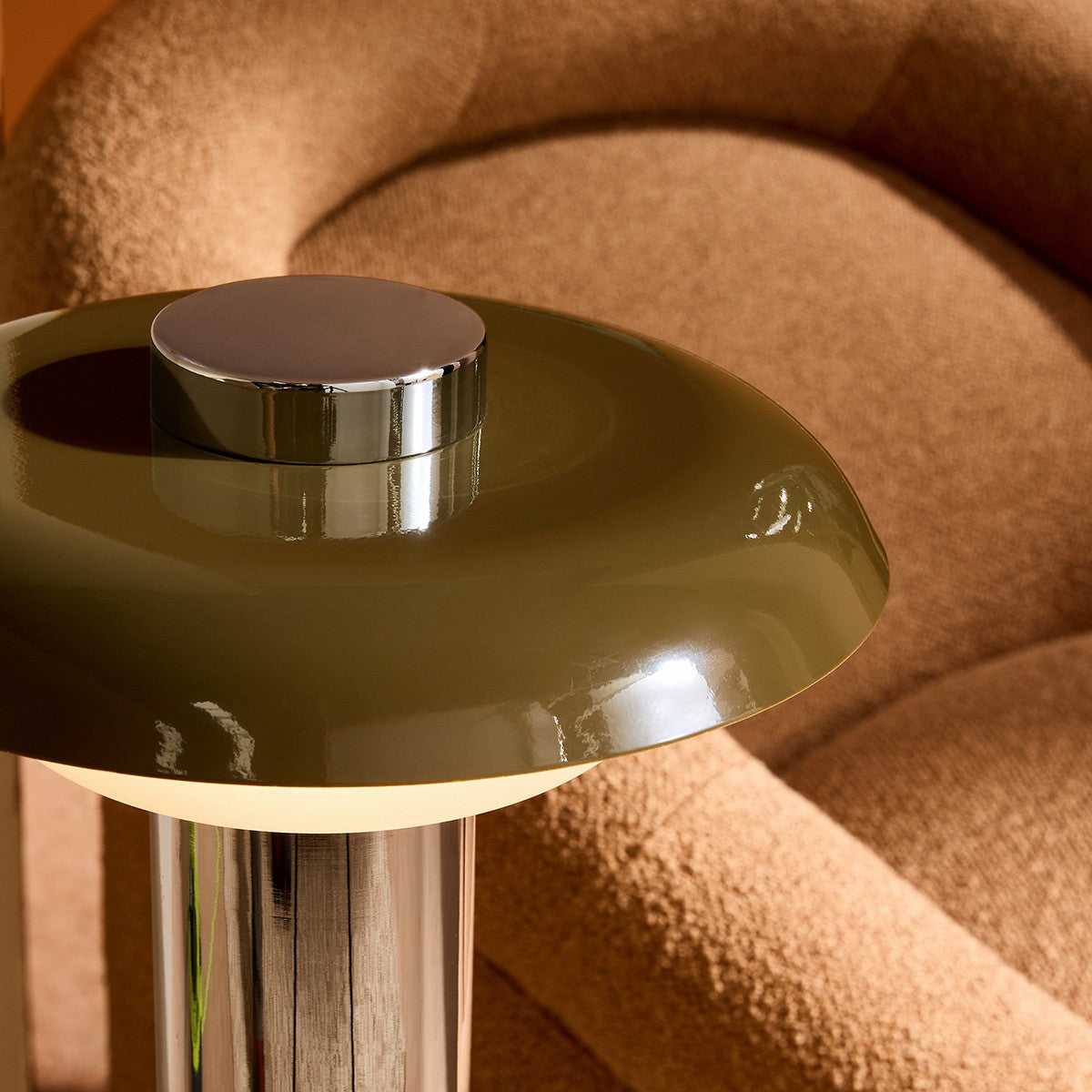 MADE Eero Small Chrome Table Lamp with Opal Glass