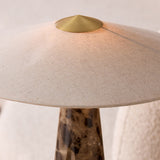 MADE Heath Brown Table Lamp with Emperador Marble and Natural Linen Lampshade