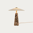 MADE Heath Brown Table Lamp with Emperador Marble and Natural Linen Lampshade