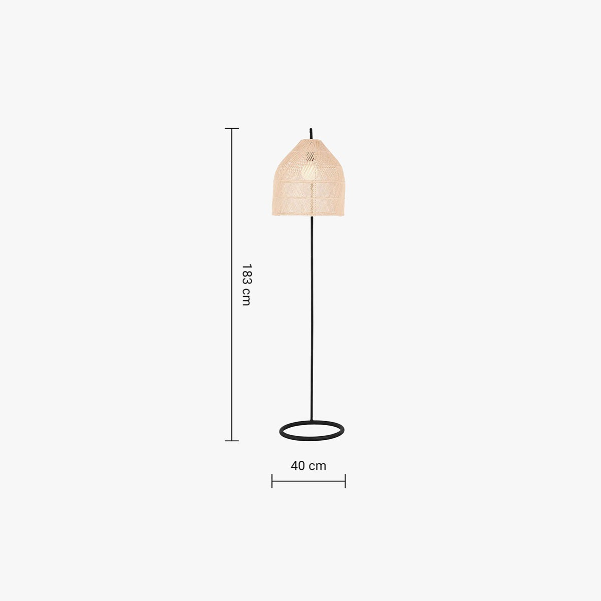 MADE Java Rattan Floor Lamp in Matt Black