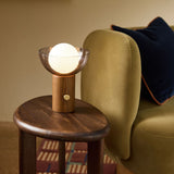 MADE Layla Wood Table Lamp with Opal Glass Lamp Shade