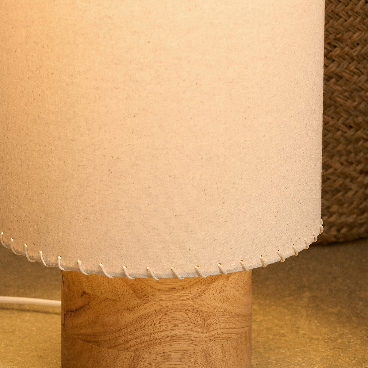 MADE Neutra Tall Floor Lamp with Big Light Shade and Natural Wood Base