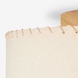MADE Neutra Flush Fitting Ceiling Light with Natural Linen Lamp Shade and Wood Base