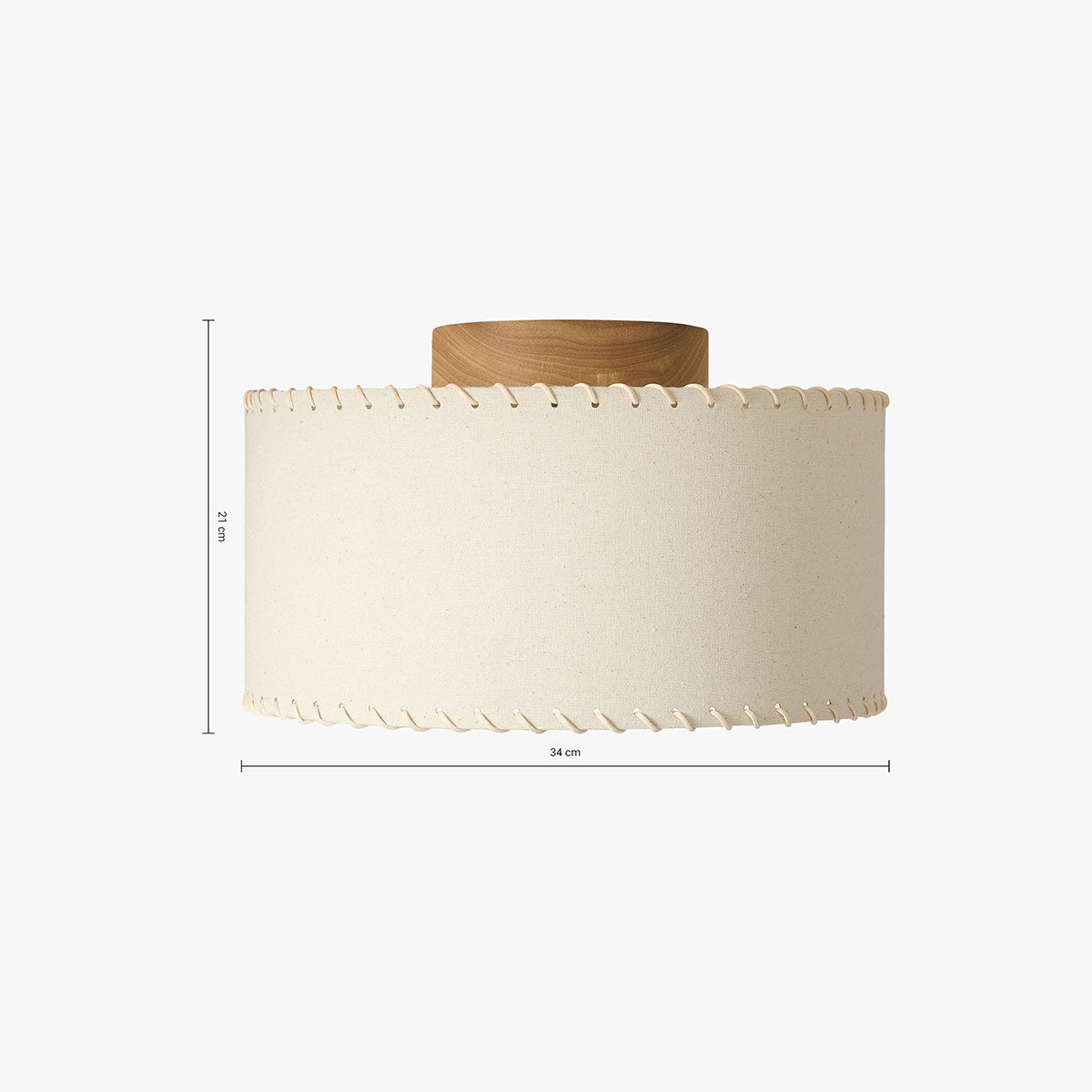 MADE Neutra Flush Fitting Ceiling Light with Natural Linen Lamp Shade and Wood Base