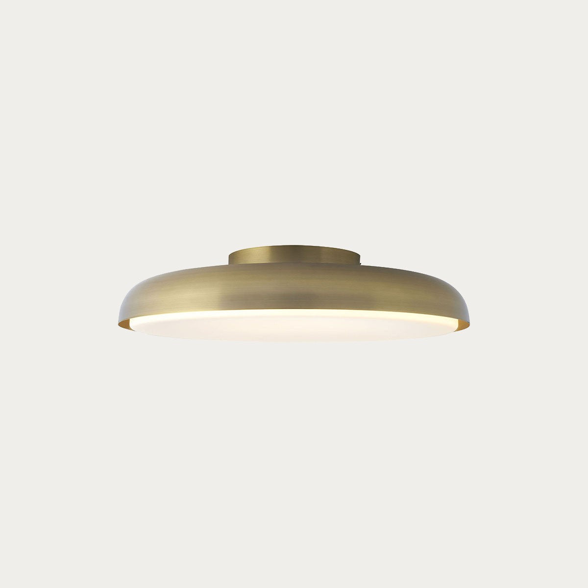 MADE Nura Bathroom Flush Ceiling Light in Antique Brass with Opal Diffuser