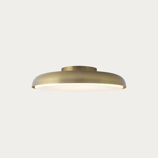 MADE Nura Bathroom Flush Ceiling Light in Antique Brass with Opal Diffuser