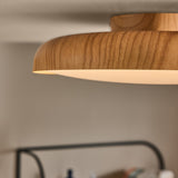 MADE Nura Flush Bathroom Ceiling Light in Wood Effect with Opal Diffuser