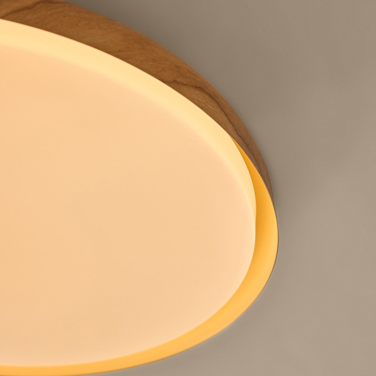 MADE Nura Flush Bathroom Ceiling Light in Wood Effect with Opal Diffuser
