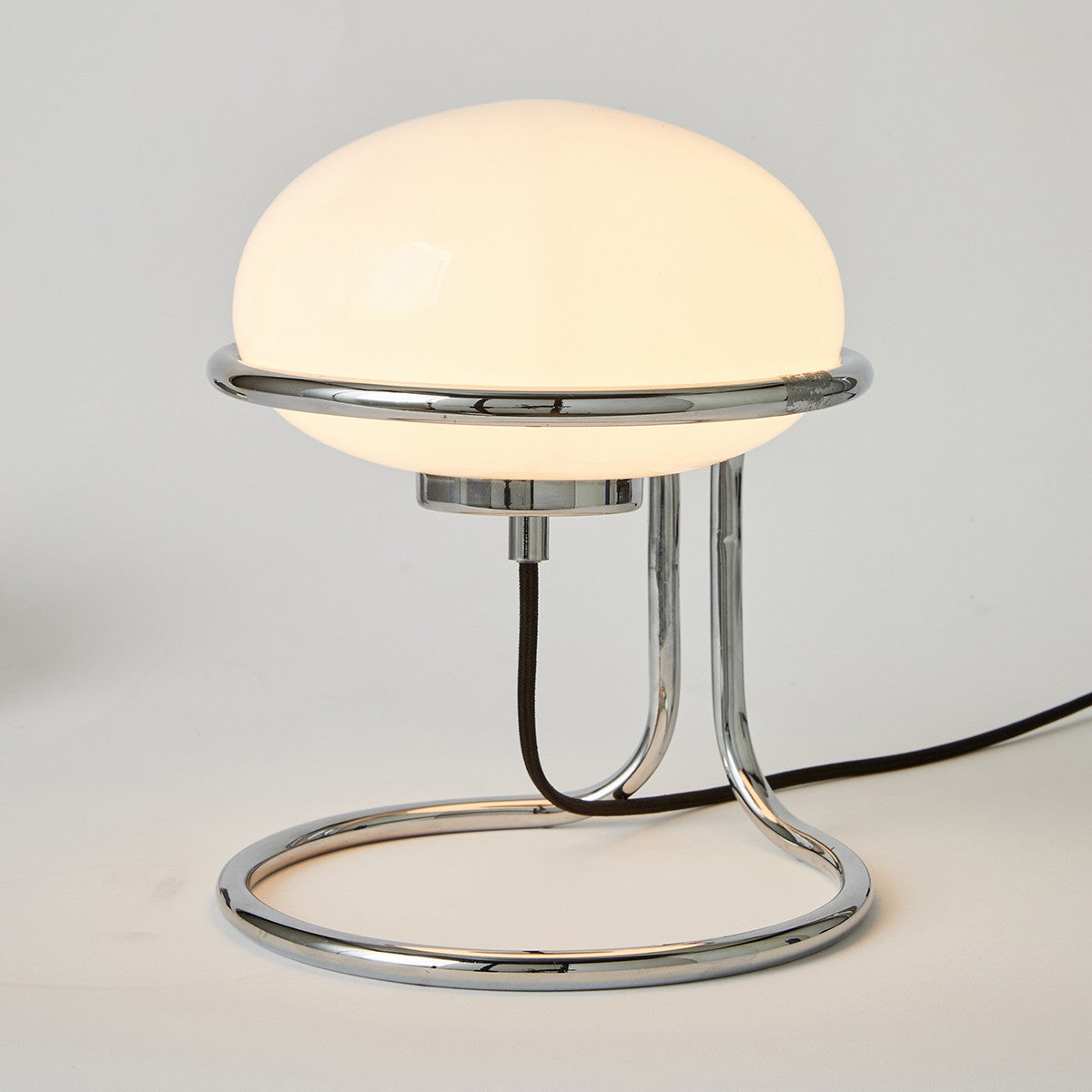 MADE Piper Chrome Table Lamp with Gloss Opal Glass