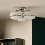 MADE Piper Chrome Flush Ceiling Light with Gloss Opal Glass