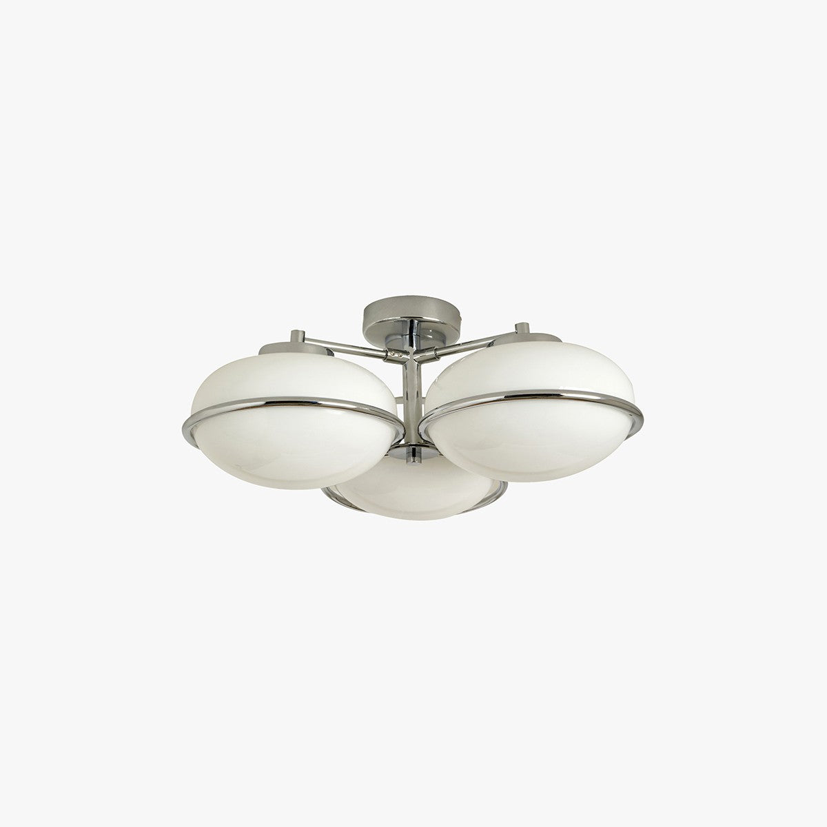MADE Piper Chrome Flush Ceiling Light with Gloss Opal Glass