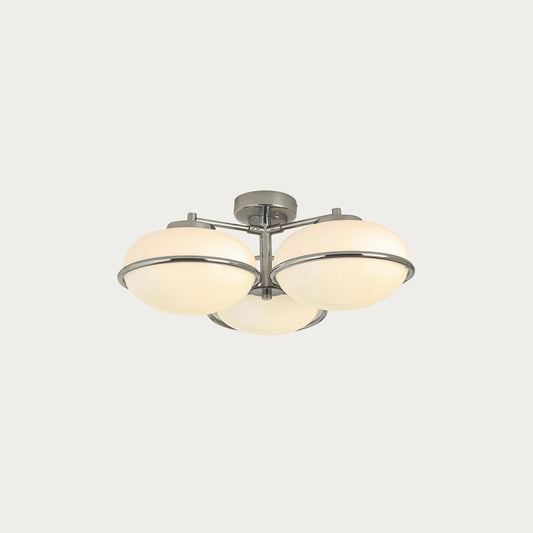 MADE Piper Chrome Flush Ceiling Light with Gloss Opal Glass