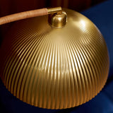 MADE Shell Gold Arch Floor Lamp with Rattan Wrapped Frame