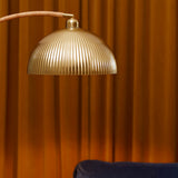 MADE Shell Gold Arch Floor Lamp with Rattan Wrapped Frame