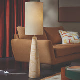 MADE Vince Cream Floor Lamp with Ceramic Lamp Base and Natural Linen Lampshade