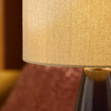 MADE Vince Brown Ceramic Table Lamp with Natural Linen Lampshade