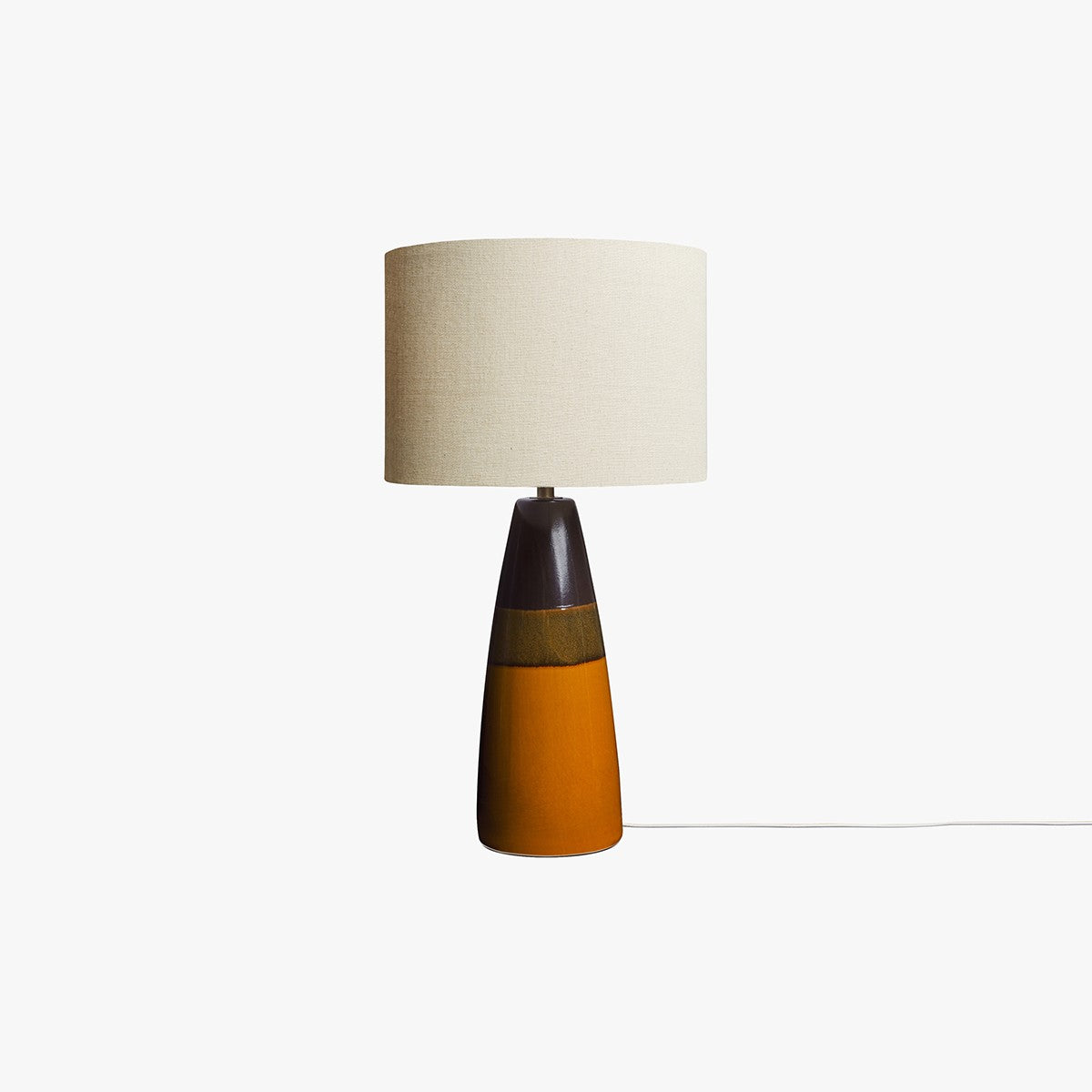 MADE Vince Brown Ceramic Table Lamp with Natural Linen Lampshade