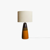 MADE Vince Brown Ceramic Table Lamp with Natural Linen Lampshade