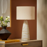 MADE Vince Cream Ceramic Table Lamp with Natural Linen Lampshade