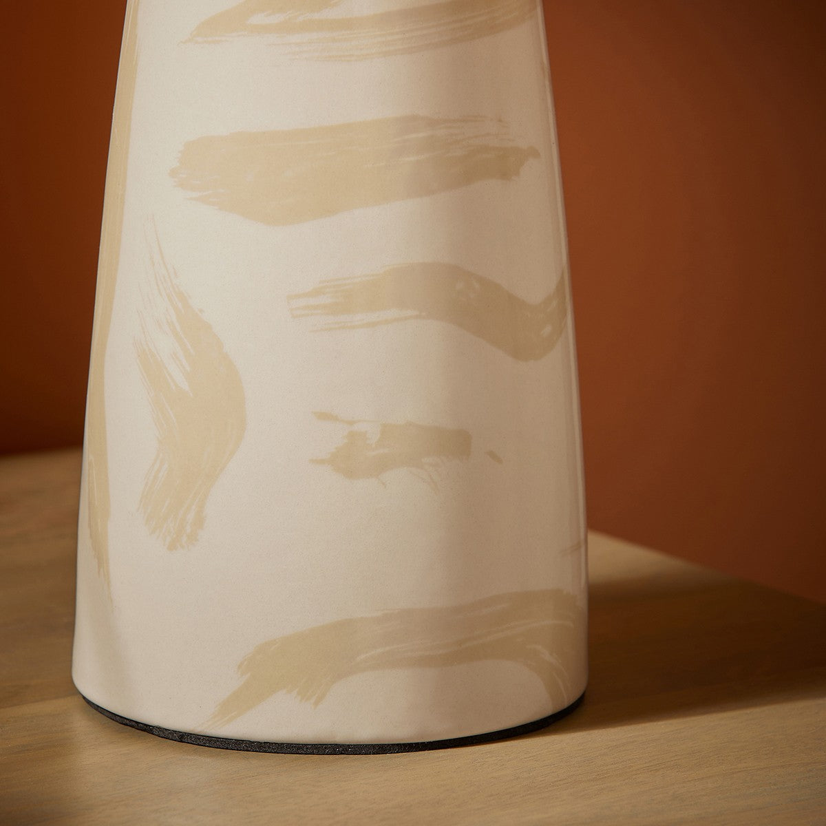 MADE Vince Cream Ceramic Table Lamp with Natural Linen Lampshade
