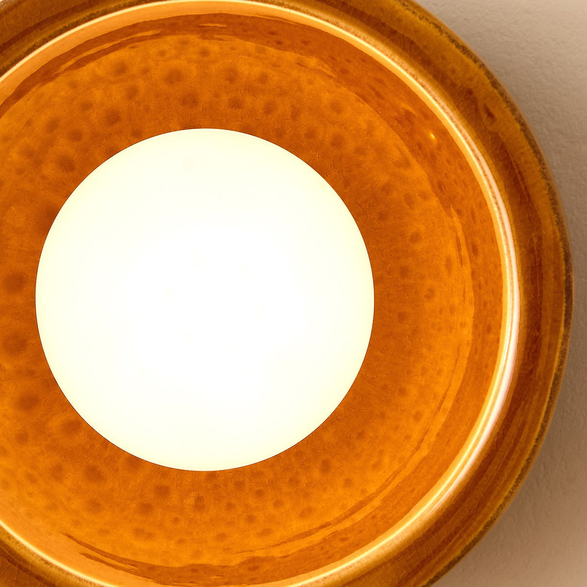 MADE Mavi Ceramic Wall Light in Caramel Glaze with Frosted Glass