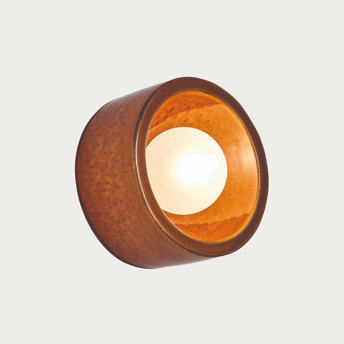 MADE Mavi Ceramic Wall Light in Caramel Glaze with Frosted Glass