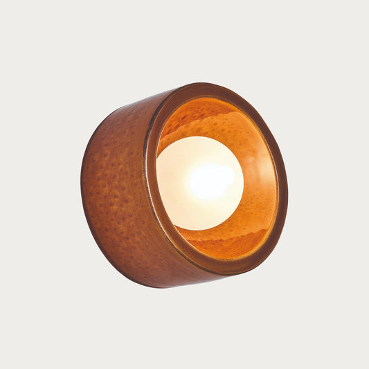 MADE Mavi Ceramic Wall Light in Caramel Glaze with Frosted Glass