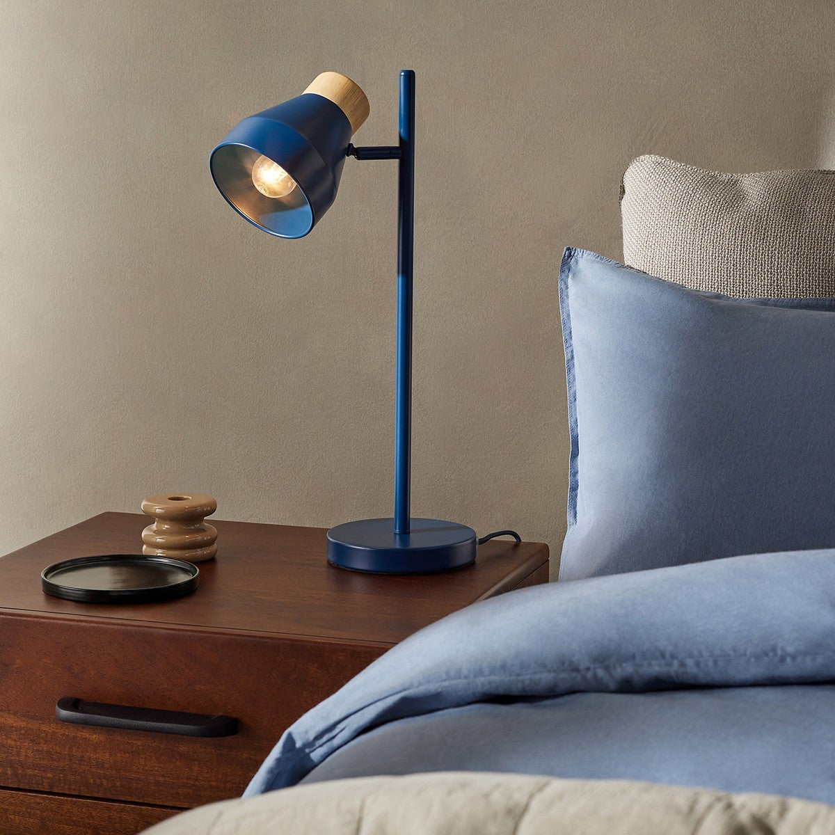 Navy Blue & Natural Wood
