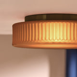 Amber Frosted Glass & Brushed Silver