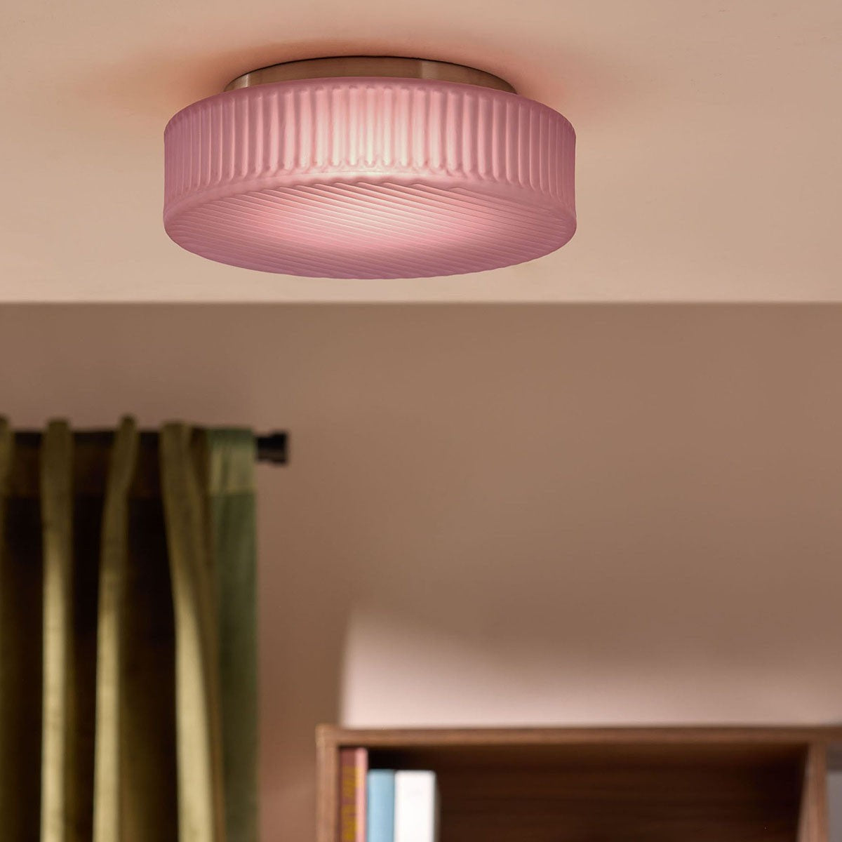 Pink Frosted Glass & Brushed Silver