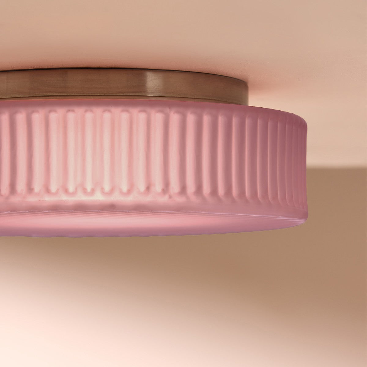 Pink Frosted Glass & Brushed Silver