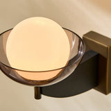 MADE Layla Black Indoor Wall Light in Stained Wood with Opal Glass Lamp Shades