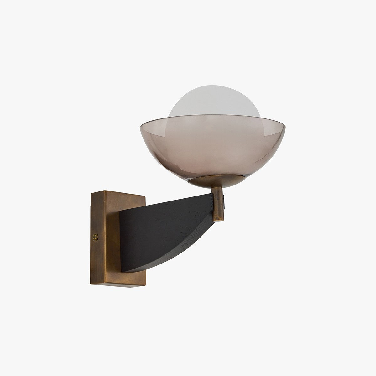 MADE Layla Black Indoor Wall Light in Stained Wood with Opal Glass Lamp Shades