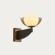 MADE Layla Black Indoor Wall Light in Stained Wood with Opal Glass Lamp Shades