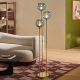 Polished Brass & Blue Glass
