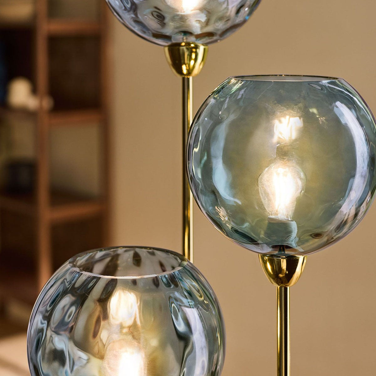 Polished Brass & Blue Glass