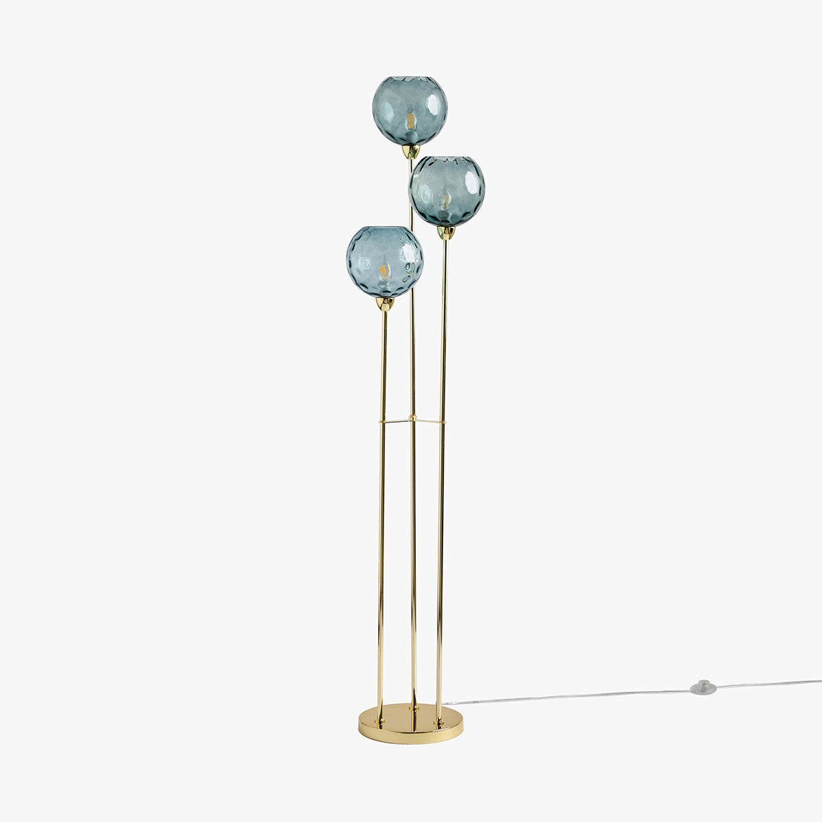 Polished Brass & Blue Glass