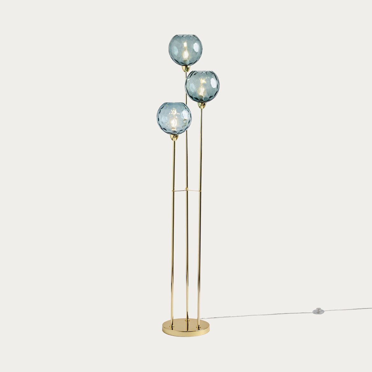 Polished Brass & Blue Glass