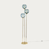 Polished Brass & Blue Glass