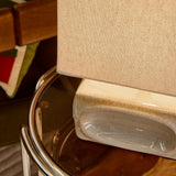 Cream Reactive Glaze & Natural Faux Linen