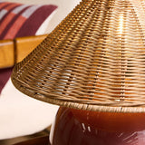 MADE Nora Red Table Lamp with Rattan Lamp Shade