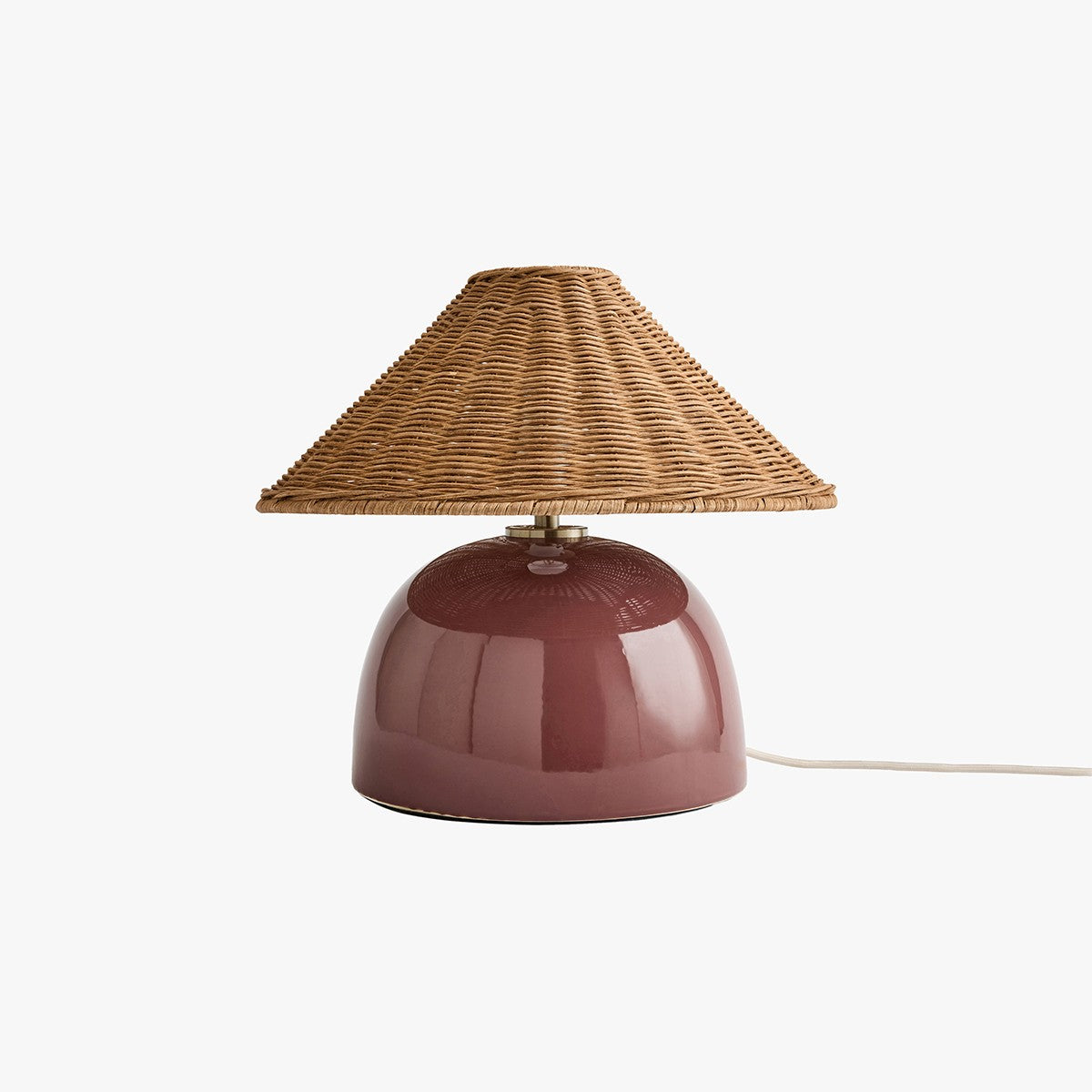 MADE Nora Red Table Lamp with Rattan Lamp Shade