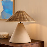 MADE Marlowe Large Ceramic Table Lamp with Natural Rattan Lamp Shade