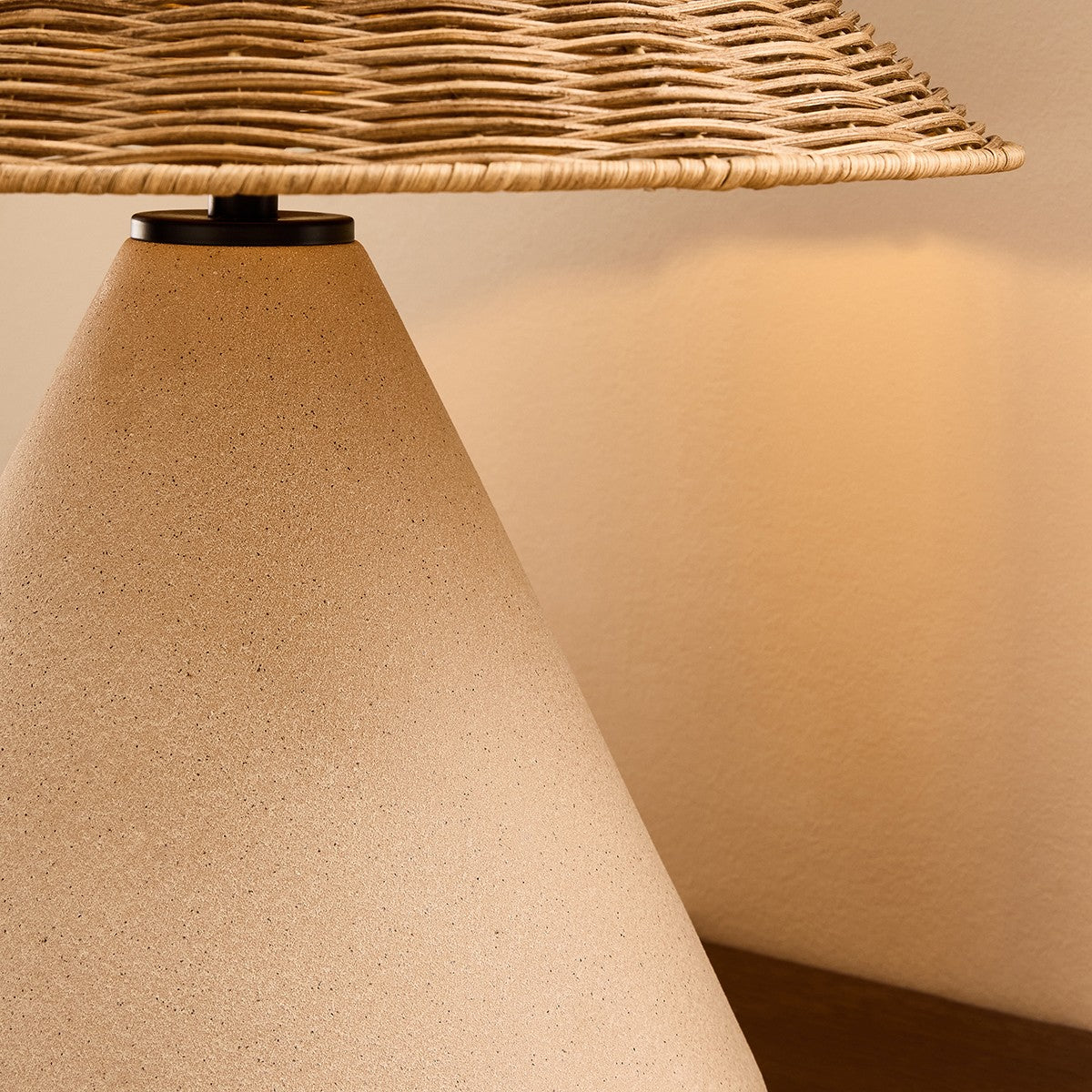 MADE Marlowe Large Ceramic Table Lamp with Natural Rattan Lamp Shade