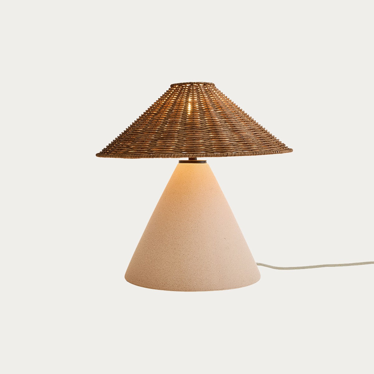 MADE Marlowe Large Ceramic Table Lamp with Natural Rattan Lamp Shade